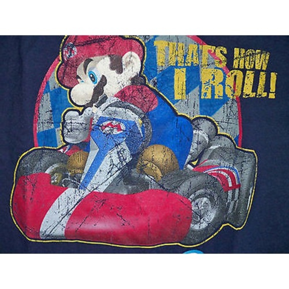 2009 Nintendo Mario Kart "THATS HOW I ROLL"‎ T Shirt Large 10/12 Graphic